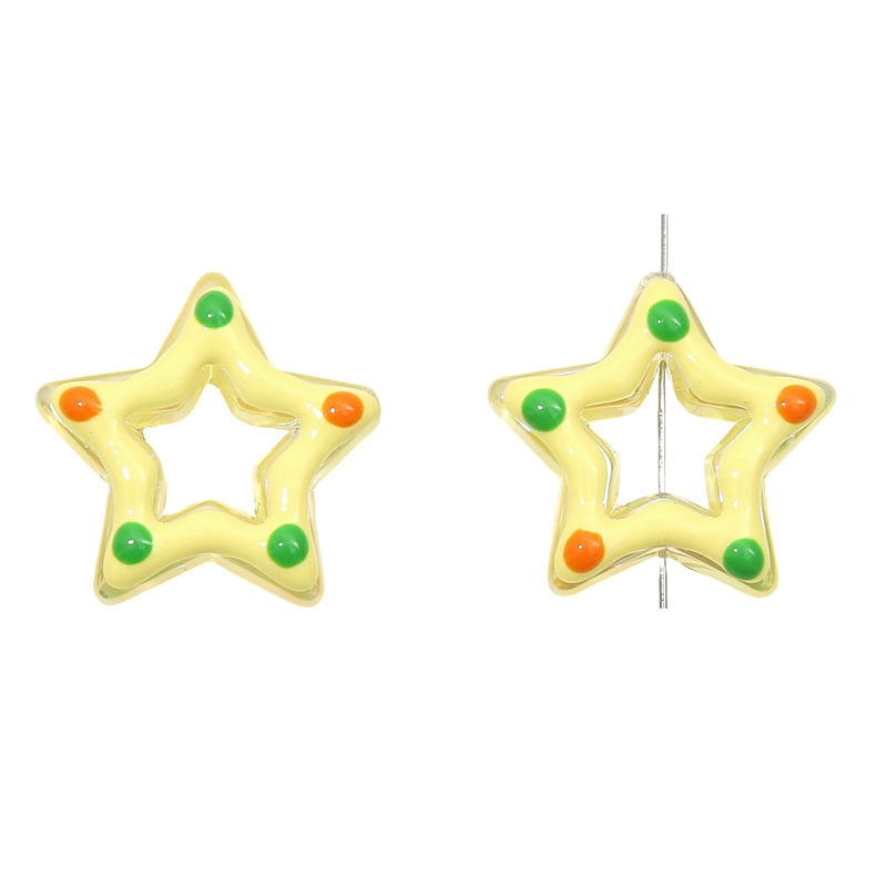 Hand-painted five-pointed star beads, diy jewelry accessories, pen strings, mobile phone chains, car hangers, bags, handcrafted accessories, scattered beads Specification drawing