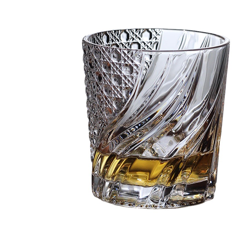 Embossed Japanese whisky wine glass, carved high-end glass wine glass, trendy creative starburst spirits glass, Rock glass Item Picture