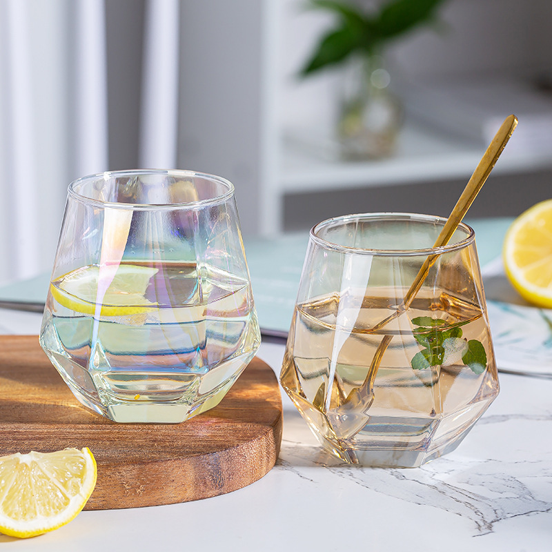 High appearance level hexagonal whisky cup, glass cup, water cup, tea cup, juice cup, milk cup, beverage cup, ins beer mug Application Scenario