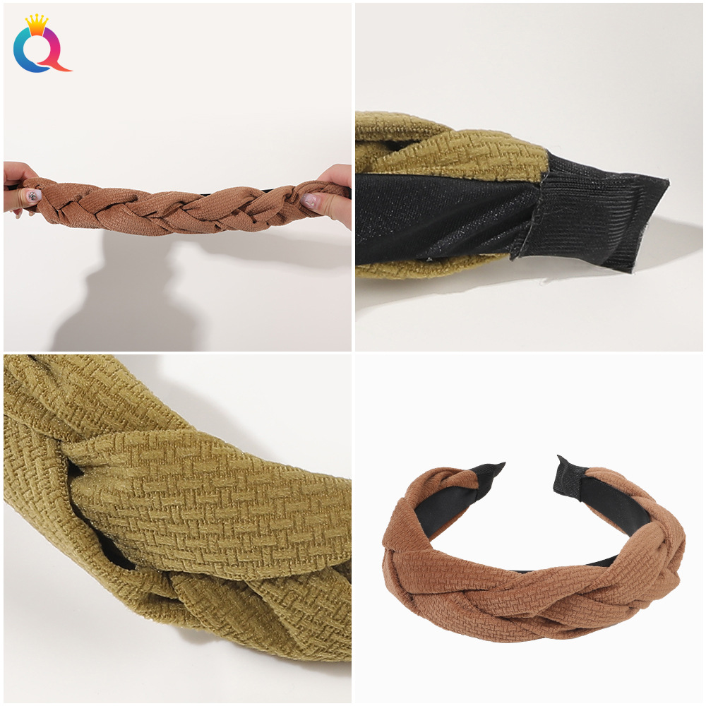Qiyue Cross-border Autumn and Winter Velvet Twist High Top hairband for Women, Korean-style facial cleansing headband, hair hole hair accessories wholesale Specification drawing