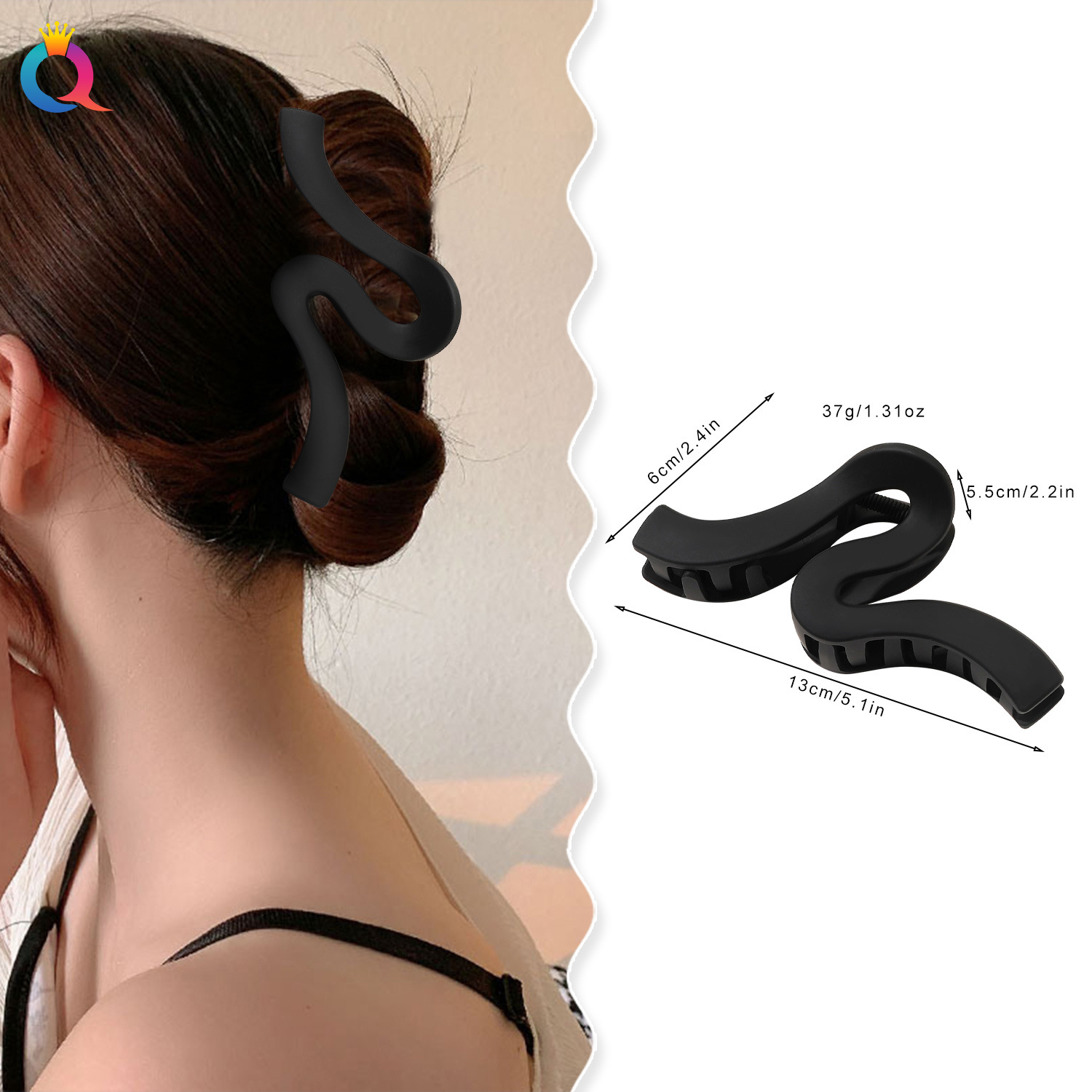 Qiyue Cross-border PC Large matte Hair clips, ins high-end style hair Grabbers, large volume grabbers, shark clips, hair accessories wholesale details Picture