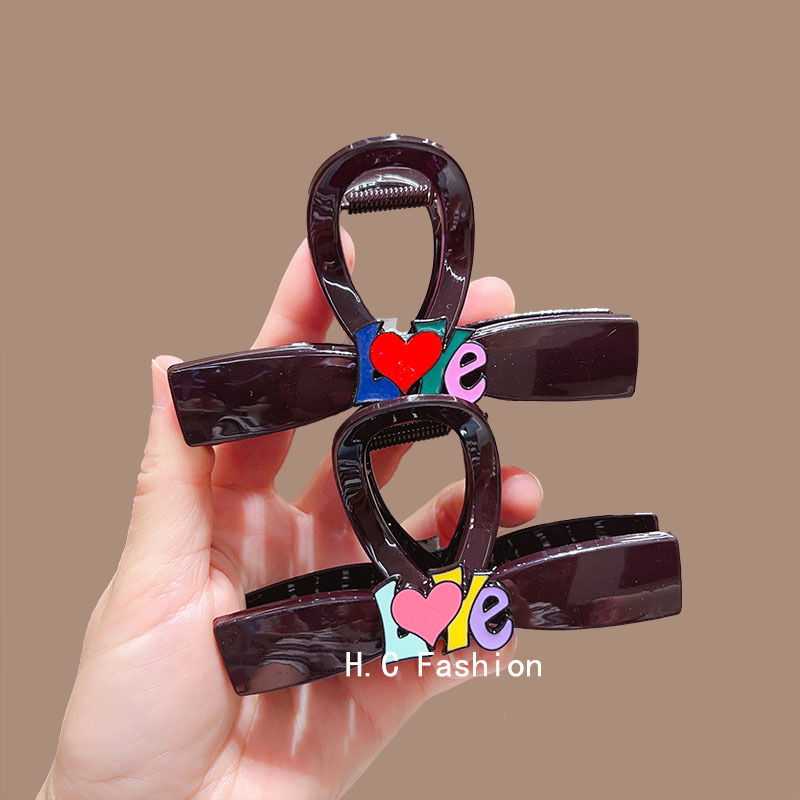 Dopamine ~ Colorful letter grabbler women's high-end new hairpin Shark clip Large back head accessory Hair accessory full figure
