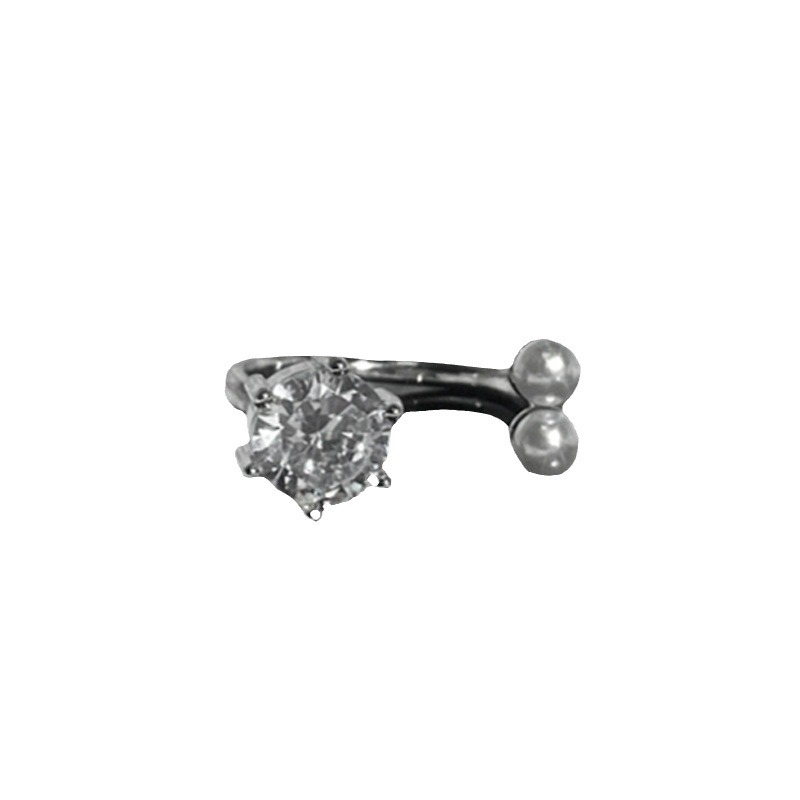 A simple and sweet love for the heart zircon pearl open ring. A woman's exquisite layering of an Instagram niche, delicate and cold style ring Item Picture