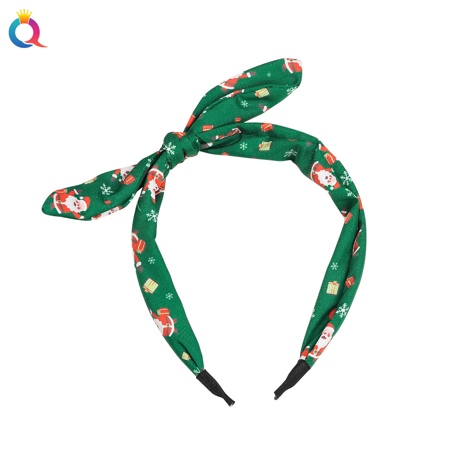 Qiyue Cross-border Christmas Knot Rabbit Ear Headband Fabric Art for the Elderly Snowflake High Skull Top Headband Head Hole Hair Accessory Batch Item Picture