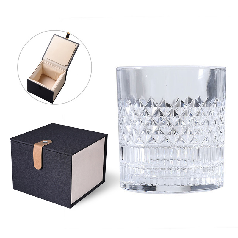 Single boxed embossed whisky wine glass, European glass wine glass, bar beer glass, export pearl cotton set full figure