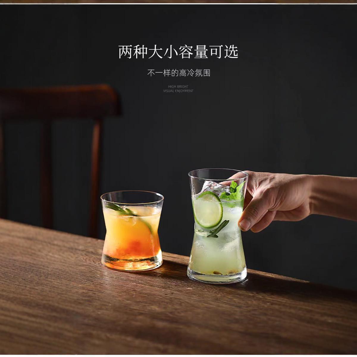 Creative waist-cinching glass drink cups, juice cups, soda water cups, lemon cups, American latte coffee cups, whisky glasses full figure