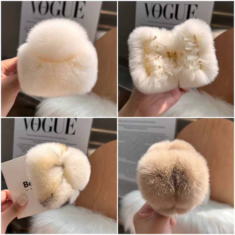 Maillard Wind rabbit fur square grab clip, retro plush hair clip, women's hair accessory, high-end and niche medium-sized hair clip Application Scenario