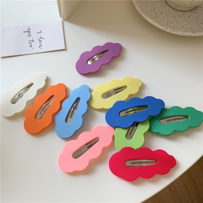 DIY cream gel hair clips, handcrafted hair clips, children's macaron, Korean version wavy edge BB hair clips, side clips, bangs clips full figure