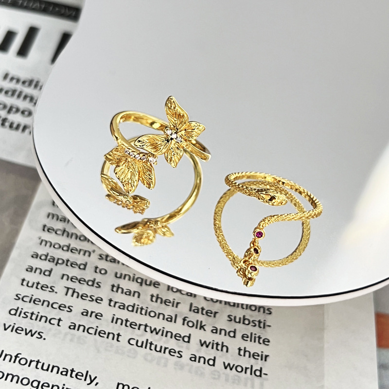 The new product features an ancient and retro texture butterfly opening ring with a unique design for women. It is simple and stylish with a serpentine tassel Specification drawing