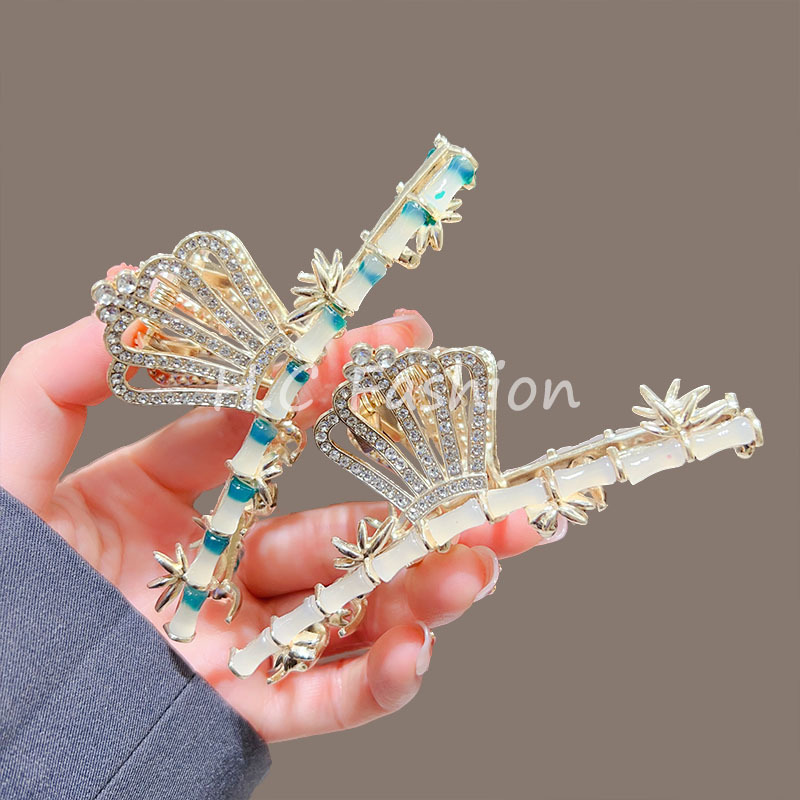 New national trend ancient-style bamboo joint crown claw clip for women, large shark clip, high-end hairpin, exquisite and beautiful hair accessory full figure