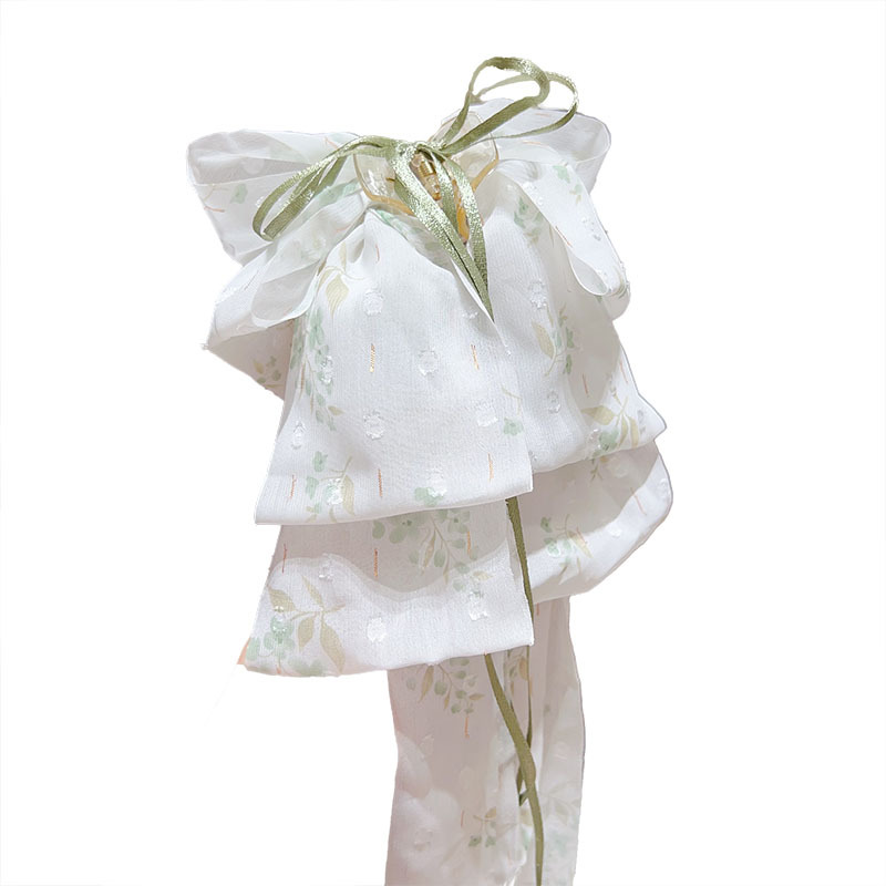 Pastoral style floral ribbon bow ponytail clip for women to show off hair volume, sweet semi-tied hair clip, elegant hair accessory Item Picture