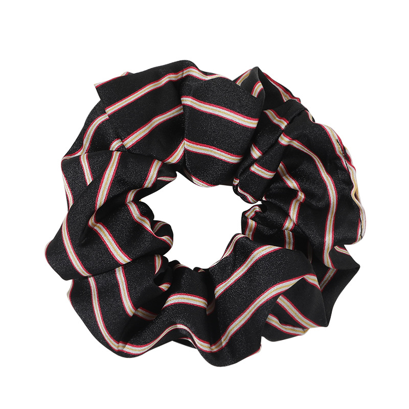 Qiyue Cross-border Striped Large Intestine Hair Band, high-end hair tie, high-elasticity large Intestine hair band, wholesale Item Picture