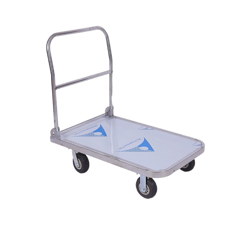 Stainless steel folding flatbed cart, handcart, flatbed cart, trailer, handling cart, trolley, cargo cart, small push Item Picture