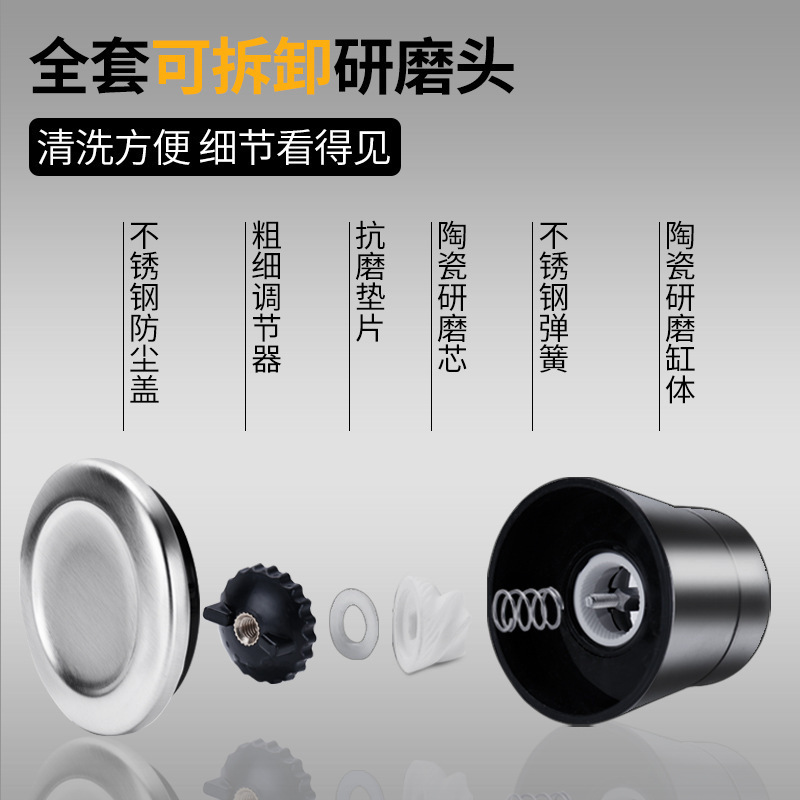 Cross-border glass manual grinder, kitchen household, Sichuan pepper, pepper powder, ceramic core seasoning bottle wholesale, Amazon Specification drawing