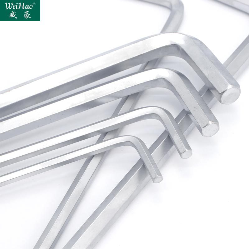 Weihao chrome-plated matte ball head hex socket wrench, extended round head, extra-long hexagonal socket wrench wholesale, single hex key details Picture