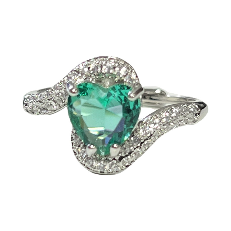 The exquisite and light luxury Ocean Heart blue heart-shaped open ring for women, with a cold and elegant touch Item Picture