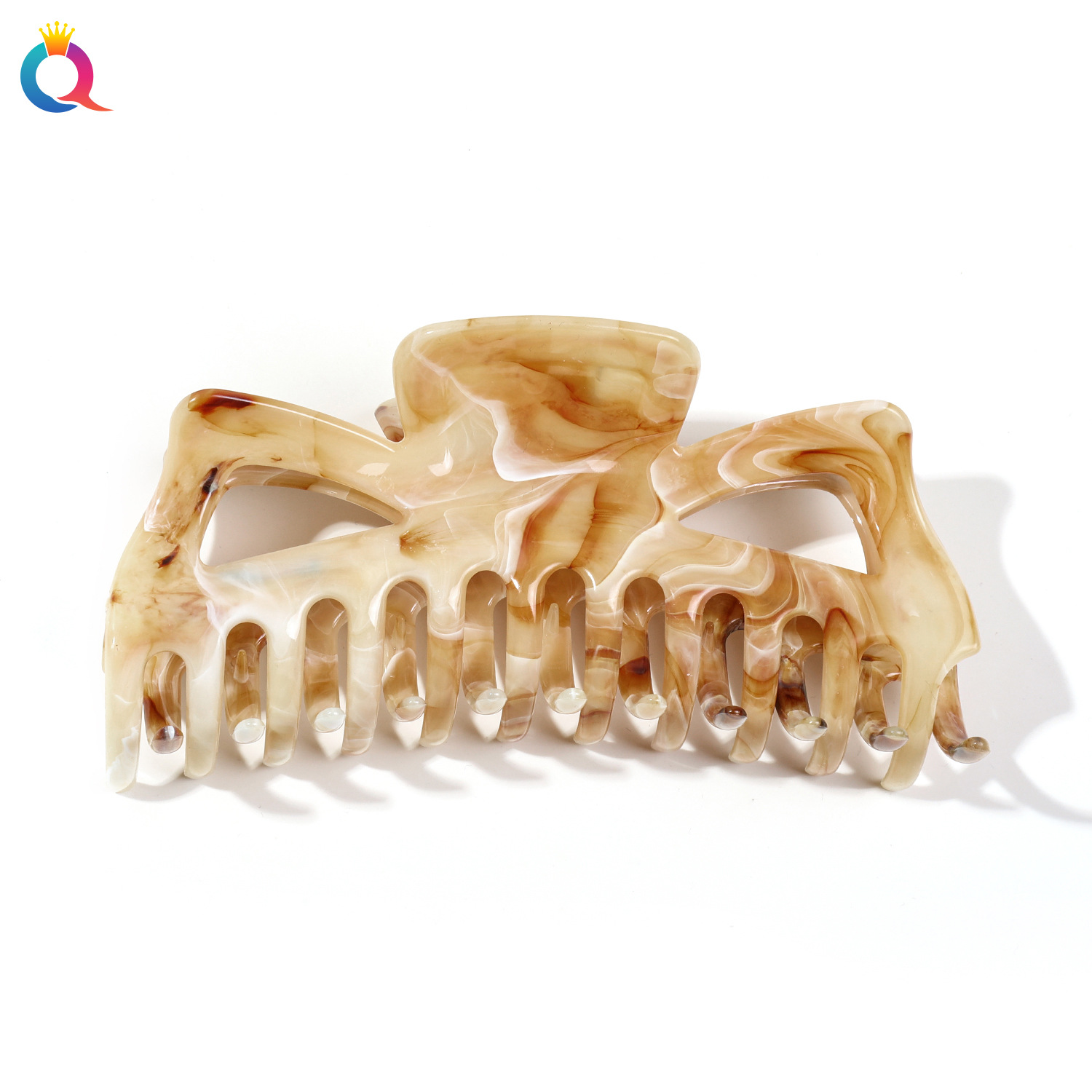Qiyue Korean-style oversized hairpin, a trendy and fashionable bun on the back of the head with marble patterns and a shark clip headpiece Item Picture
