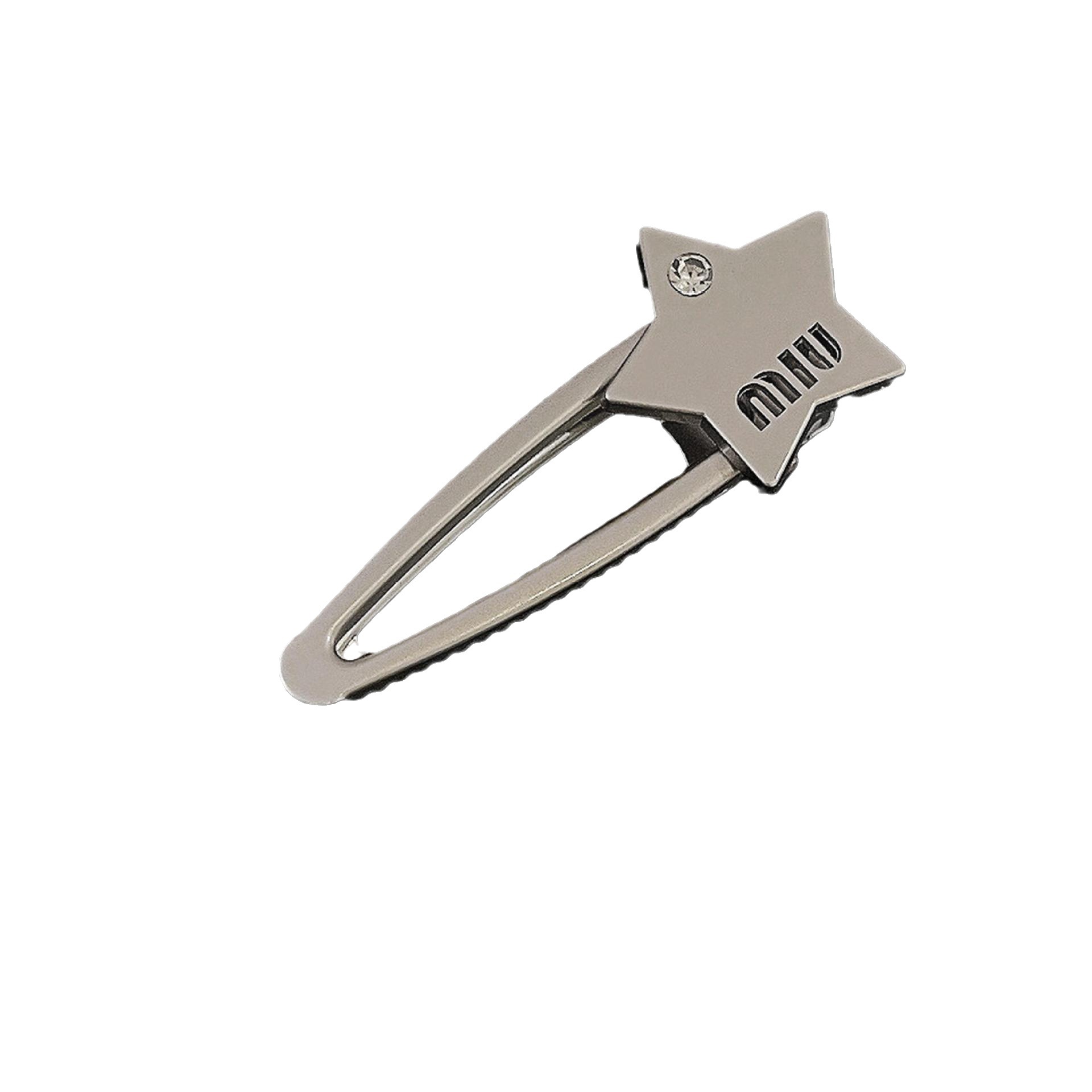 The y2k metal hair clip features a niche design with a high-end feel. It has a silver side clip and a sweet and cool girlish bangs clip. It is also a duckbill clip Item Picture