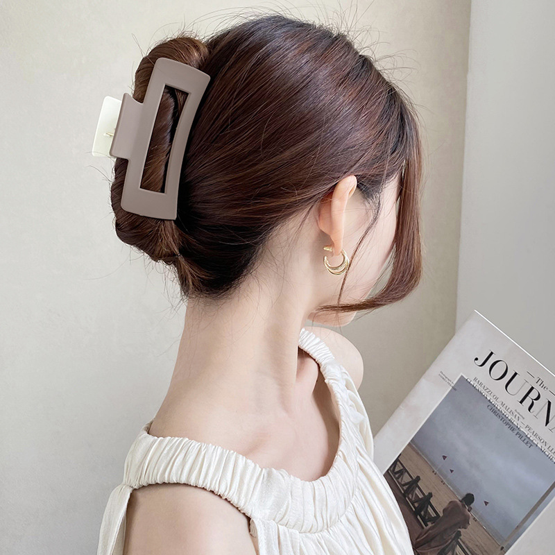 Korean large square hair clips, women's high-end hair bun clips, ins acrylic shark clips, hair clips and hair accessories wholesale details Picture