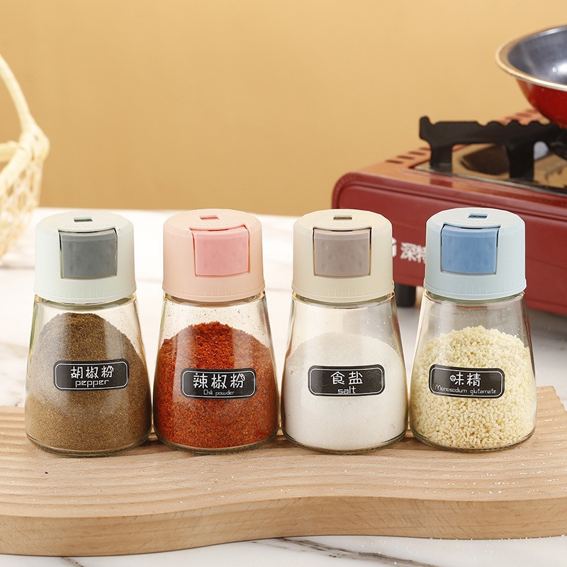 Quantitative seasoning bottles, household controlled salt bottles, kitchen press-type salt jars, measurable moisture-proof seasoning bottles and jars wholesale full figure