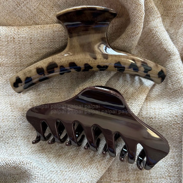 Leopard-print large shark clip, high-end style, back head bun hair clip, retro and full, bath hair clip, cross-border head Specification drawing