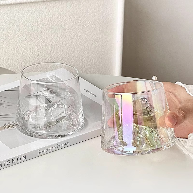 Pink Mount Fuji cup, creative mountain viewing cup, glass water cup, coffee cup, home feminine foreign wine glass, whisky glass Application Scenario