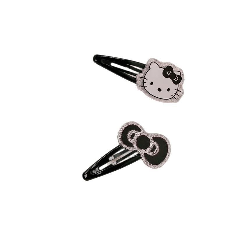 Black fine flash cat clips, hair clips, sweet and cool girl's bow, bb clips, side clips, children's hair clips, bangs clips Item Picture