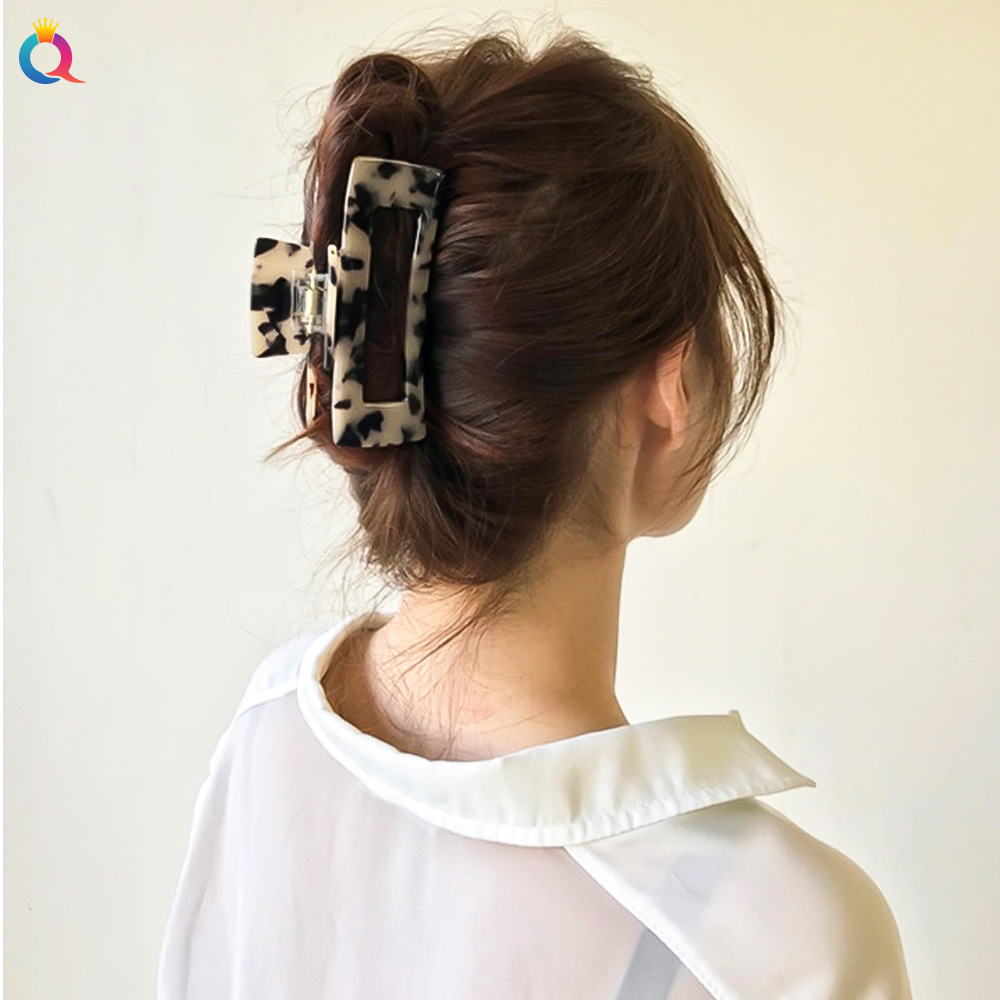 Qiyue Korean hair clip headwear, retro shower clip, simple updo, acetic acid leopard print shark clip at the back of the head details Picture