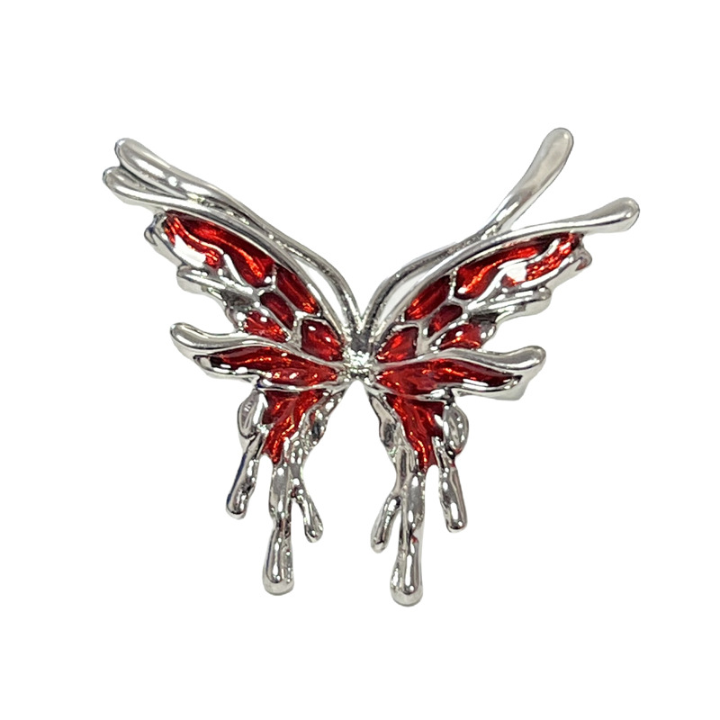 New irregular texture liquid butterfly opening ring for women, sweet and cool red drip glaze, simple and individual, trendy index finger ring Item Picture