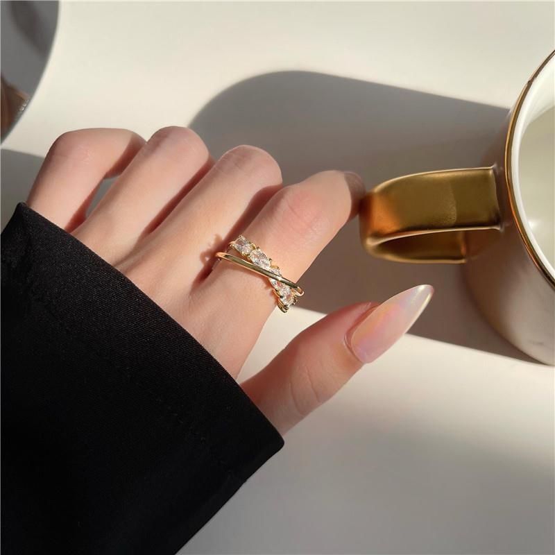 Zircon inlaid super shiny ins cold style ring for women, fashionable, individual, light luxury, high-end and individual index finger opening ring Specification drawing