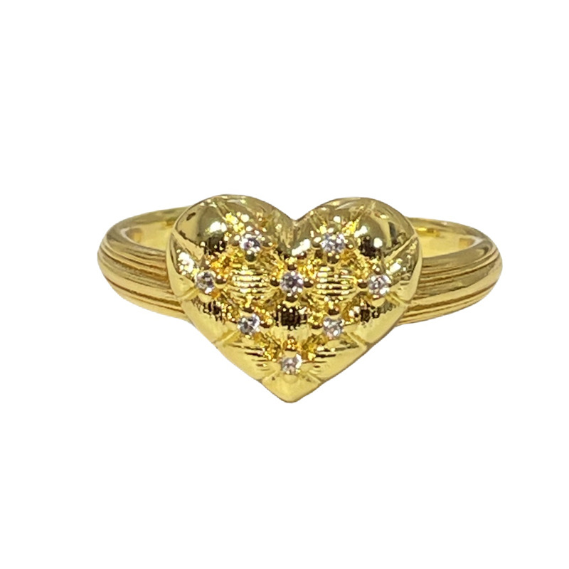 A new retro brushed butterfly diamond open-top ring with a feminine court style, sweet and cool heart, and a high-end layered index finger ring Item Picture