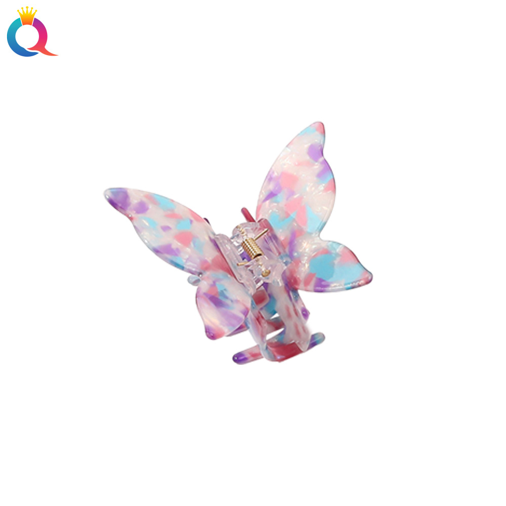 Qiyue Korean imitation acetic acid butterfly grab, face wash, hair shark clip, 7.5cm, high-end and versatile hair clip headwear Item Picture