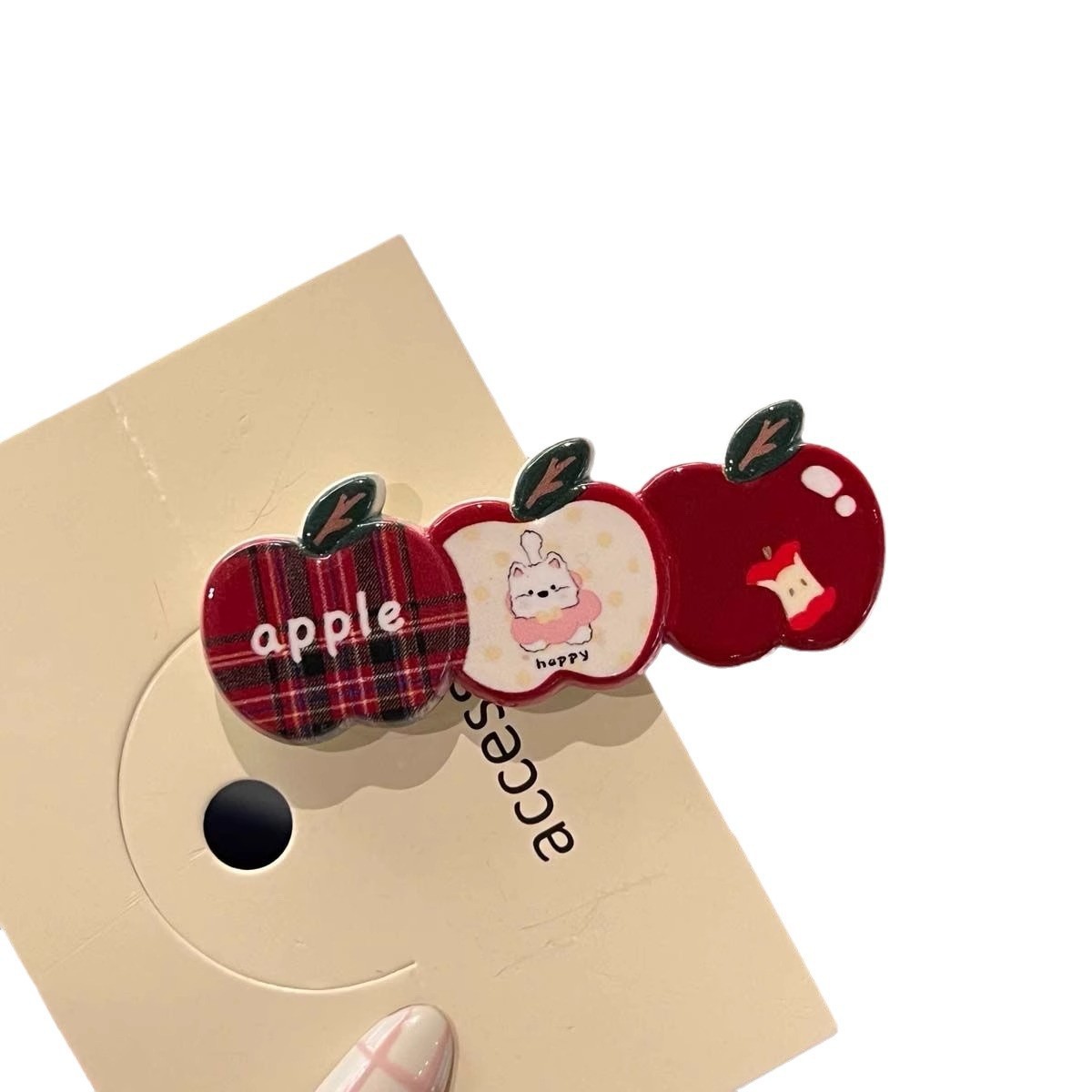 Cute red apple hair clips, cartoon broken hair clips, girlish side clips, versatile hair accessories, headwear clips, hair clips Item Picture