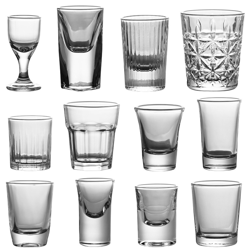 Transparent glass white spirit cup, thick-bottomed bullet cup, hotel bar tall small wine glass, wine ware, strong spirits, one-sip cup details Picture
