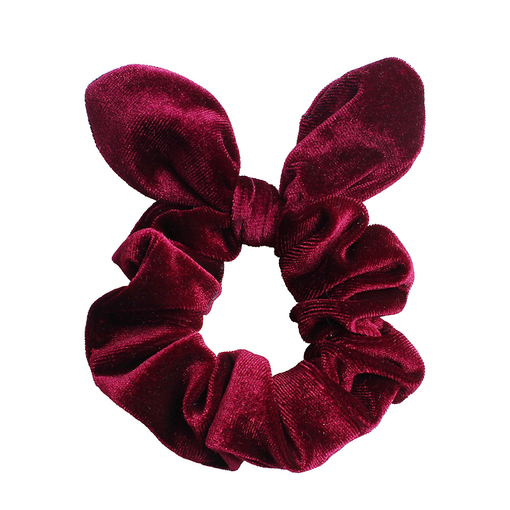 Qiyue retro velvet hair band, velvet rabbit ear hair tie, hair flower, Amazon bestseller, 30 colors C66 in stock Item Picture