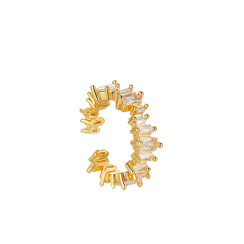 A golden zircon opening adjustable ring with a simple and niche design for women, exuding a sense of light luxury and high-end sophistication Item Picture