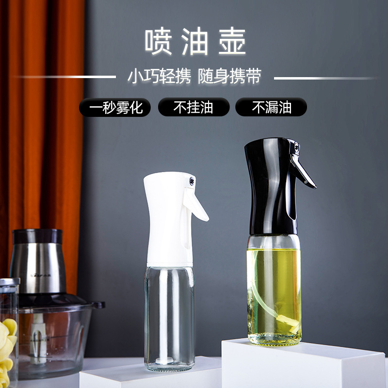 Oil spray bottle manufacturer, household kitchenware glass oil spray bottle, olive oil and edible oil spray bottle, cross-border exclusive supply full figure