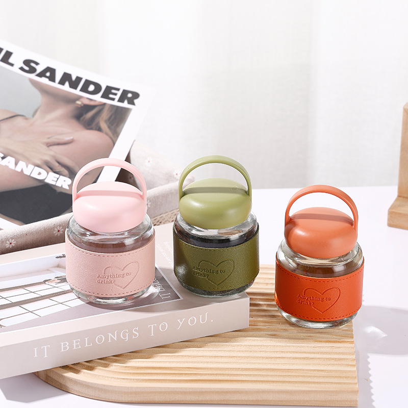 New simple and chubby cup, 300ml portable water cup for girls, transparent glass coffee and milk cup details Picture