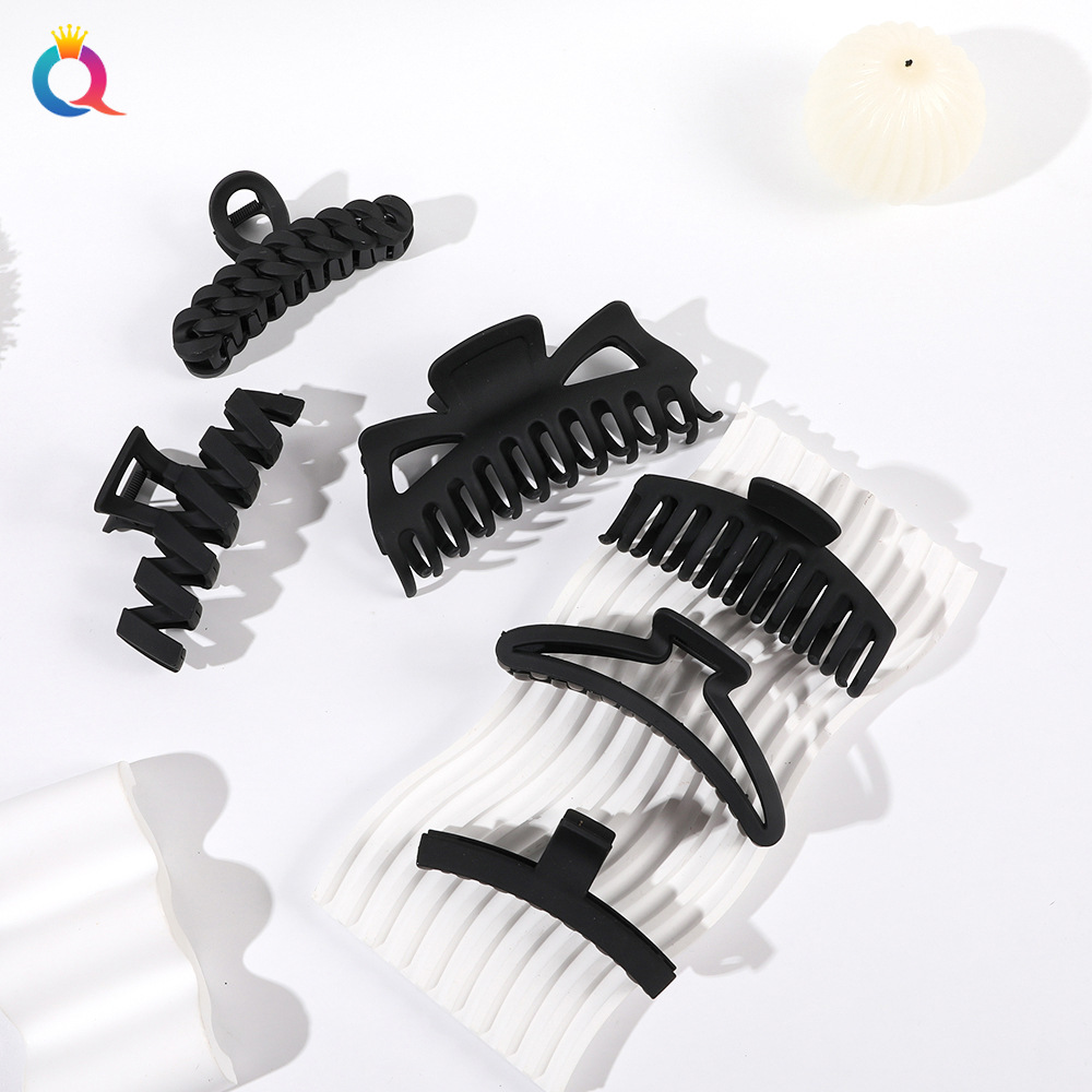 Qiyue Cross-border Amazon Black hair clips, shark clips, matte large grabbers wholesale ponytail grabbers, hair grabbers Specification drawing