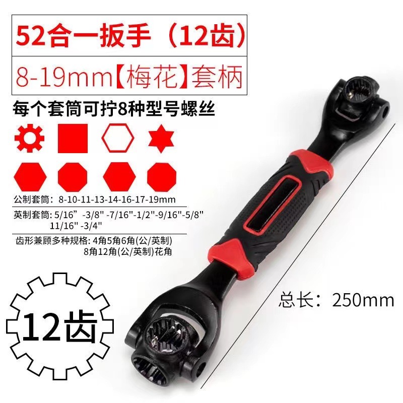 Wholesale multi-purpose universal 52-in-one wrench, eight-in-one socket wrench, 360-degree rotating multi-head dog head wrench Application Scenario