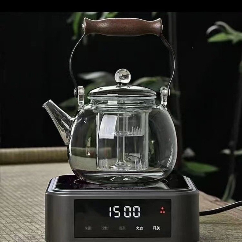 High borosilicate transparent glass high-temperature resistant kettle, large-capacity handle kettle, electric ceramic stove, heating and boiling kettle set details Picture