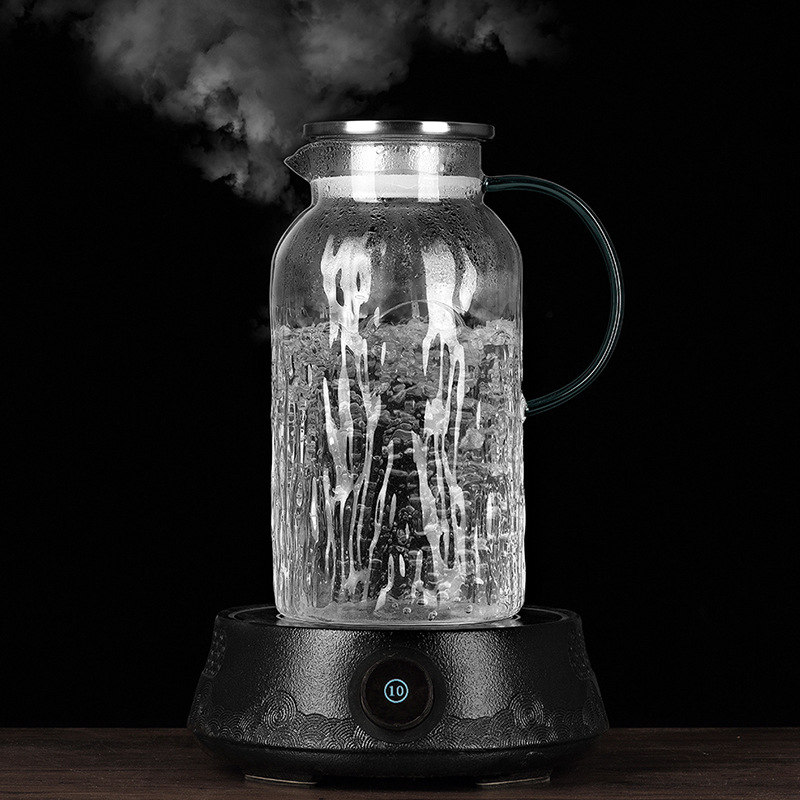 Household high-temperature resistant cold water bottle, high-end tree-patterned cold water bottle, high borosilicate glass water cup set, heat-resistant water utensils Specification drawing