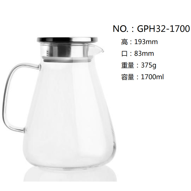 Green apple large-capacity high borosilicate glass kettle, heat and cold water kettle, juice and beverage kettle, creative dudu kettle GPH32 Item Picture