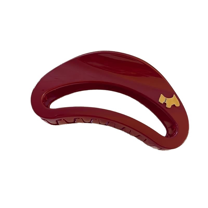 Ankela red headwear, the same style as Bai Baihe's red crescent claw clip, with a high-end feel, large hair volume, and shark clip hairpin Item Picture