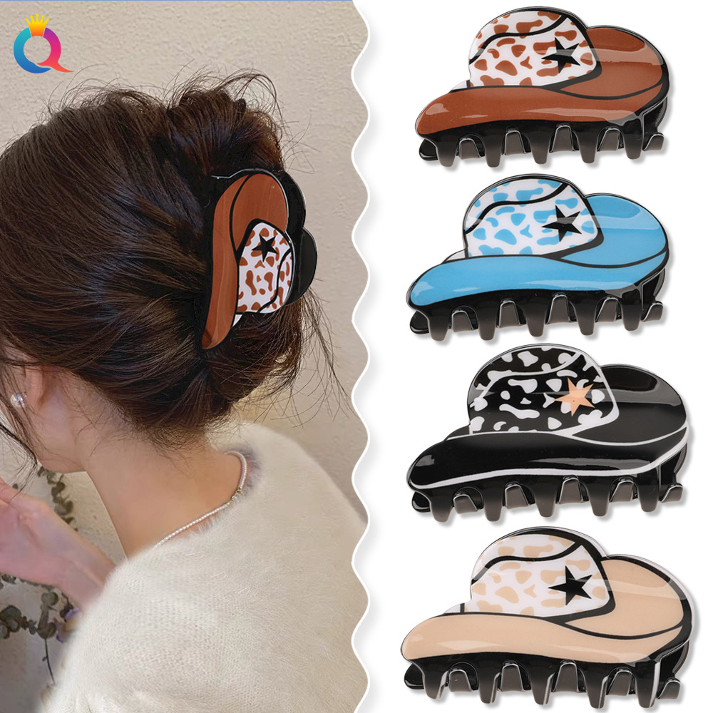 Qiyue acrylic hair clips, British-style hair clips, personalized magic hats, ponytail grab clips, shark clips, hair accessories wholesale details Picture