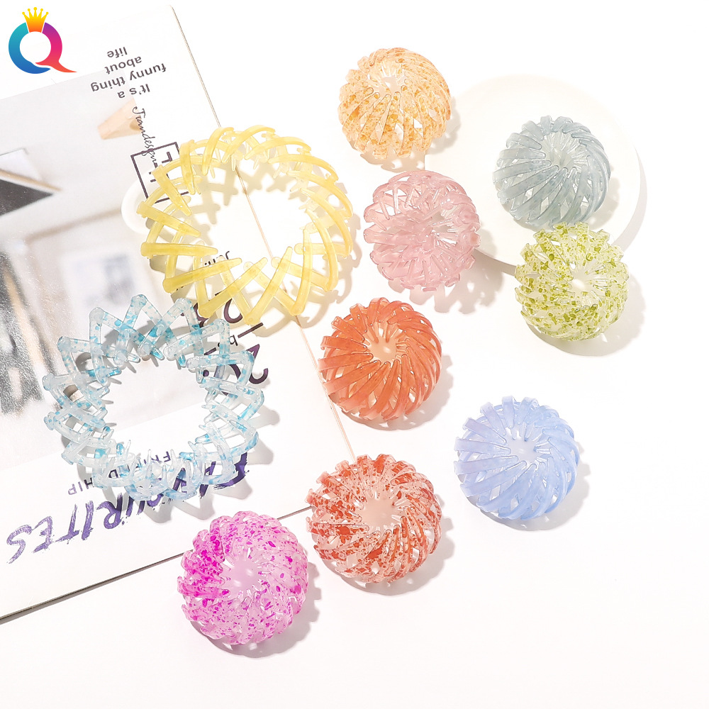 Qiyue Korean version Versatile colorful Bird's Nest hair Bun, back of the head tied in a ponytail bun, telescopic hair bun, hair clip and hair accessory details Picture