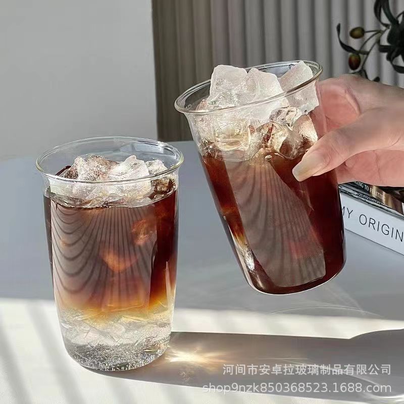 Customized iced Americano latte coffee cups, high borosilicate glass cups, high appearance level, homemade coffee shop's same style cold drink cups details Picture