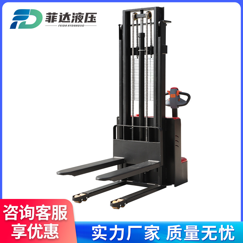 1.5-ton walkable all-electric forklift, electric stacker, hydraulic lift truck, 2-ton walkable electric stacker details Picture