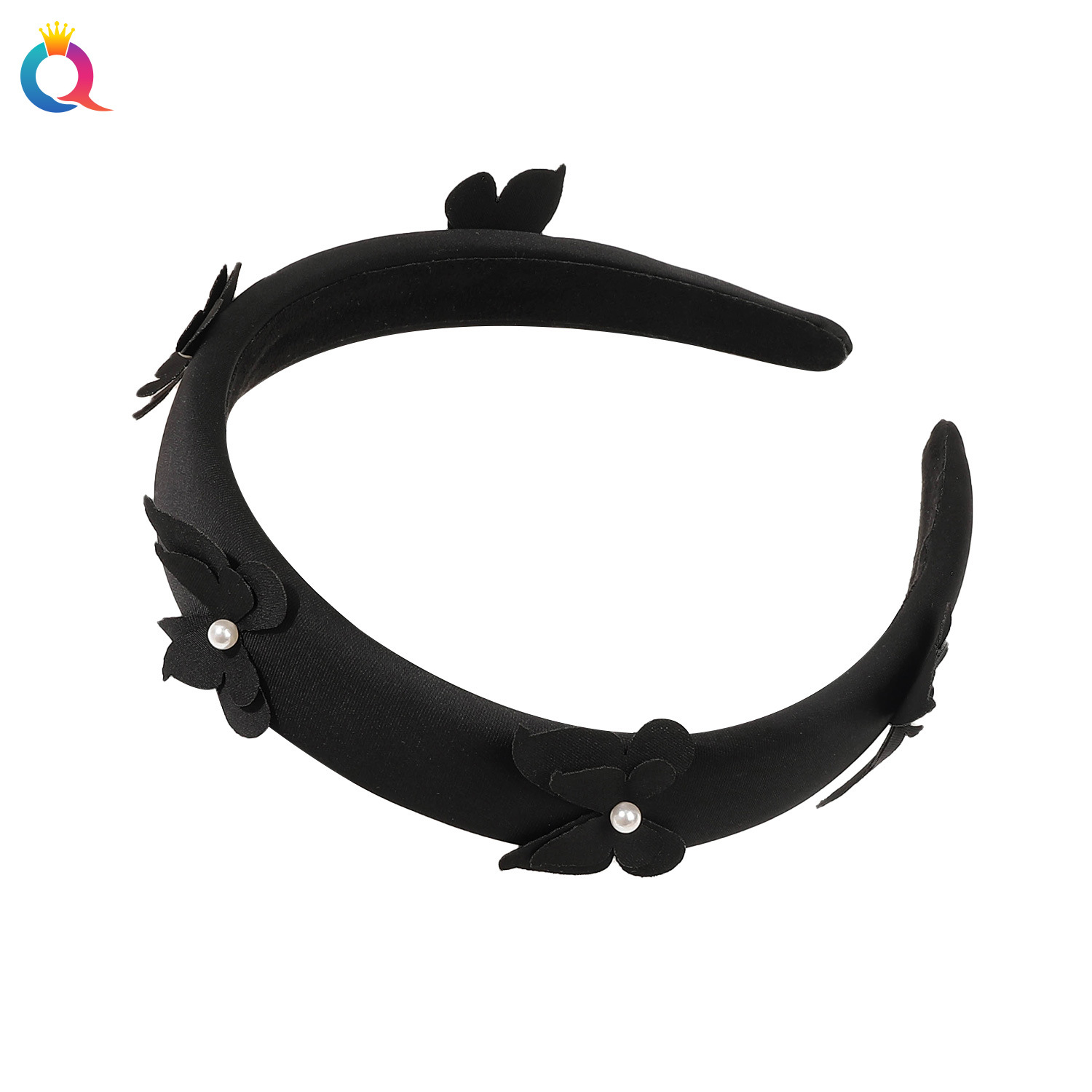 Qiyue Amazon Sponge hairband for feminine charm, high skull top headband, butterfly pearl hair hole, high-end hair accessory wholesale Item Picture