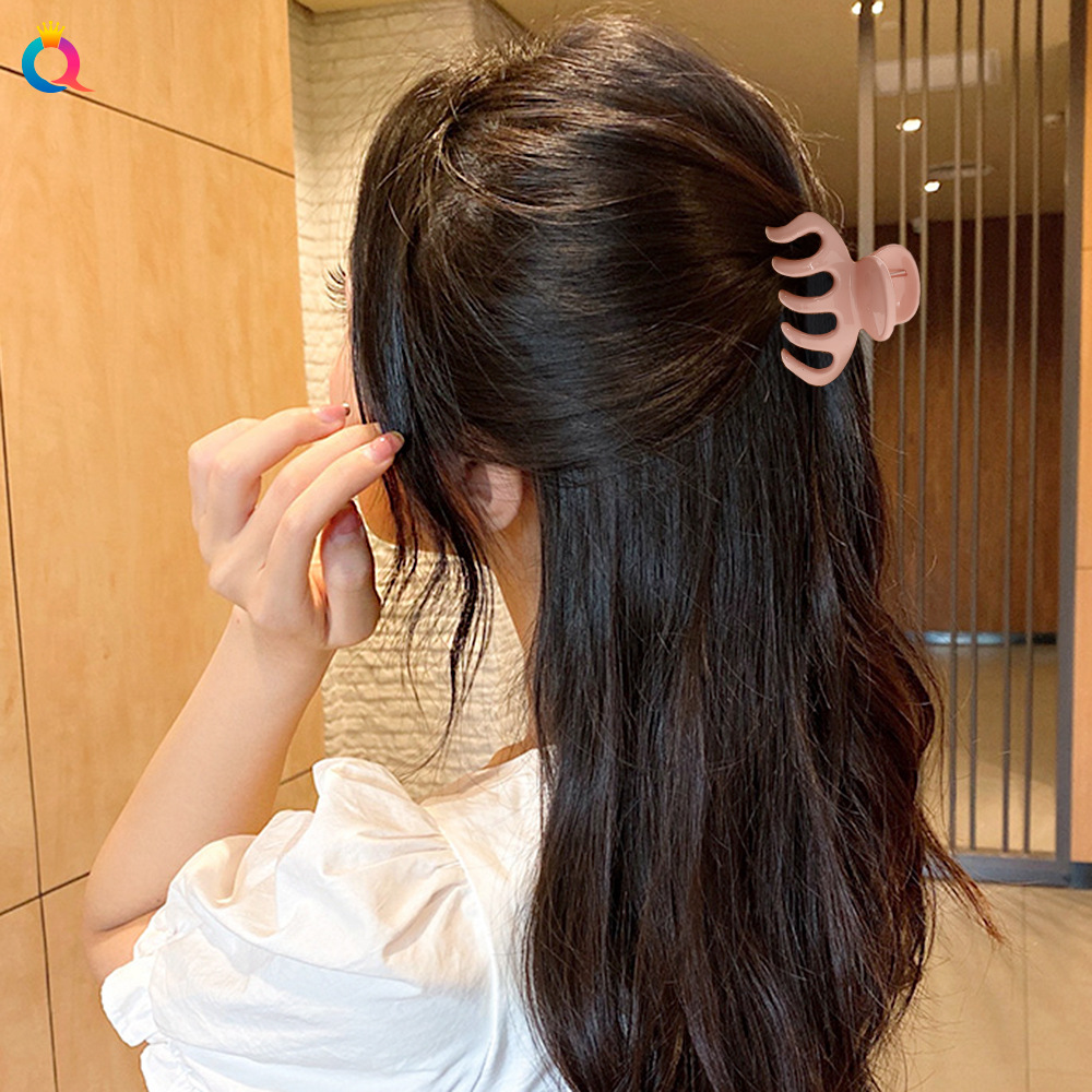 Wholesale of Qiyue Cross-border Pumpkin hair clips, frosted medium size, stylish back head hair clips, shark hair accessories Specification drawing